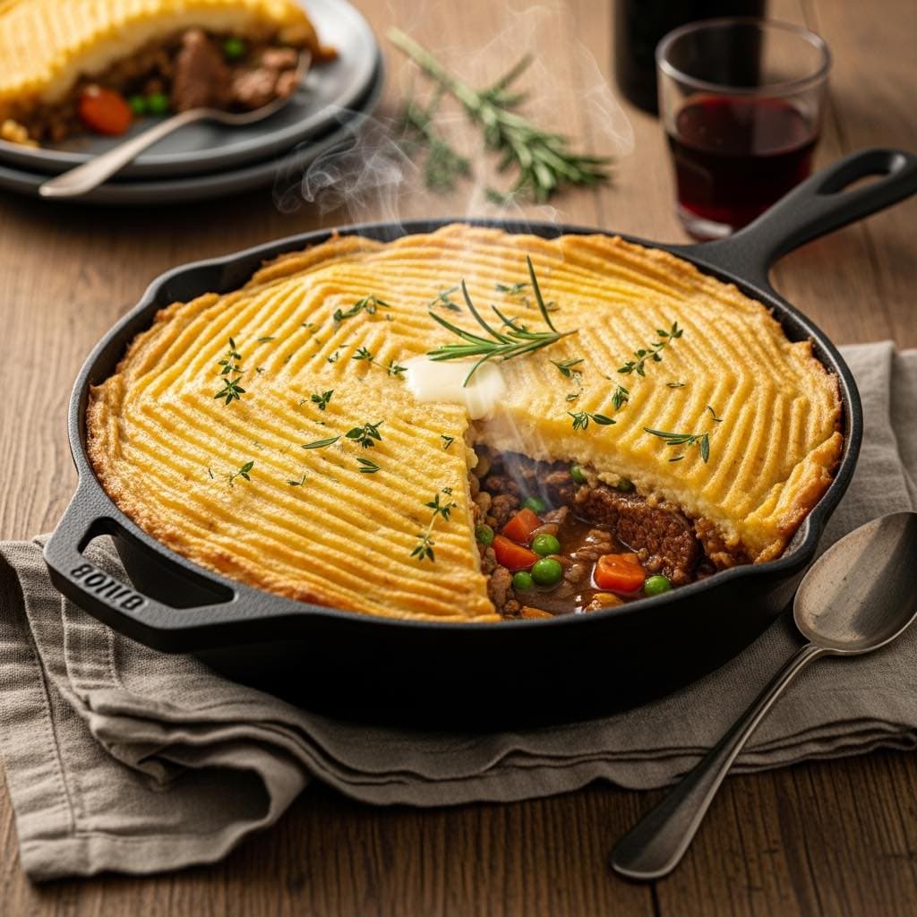 Shepherds pie with drinks